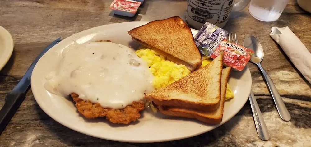 Country Fried Steak Scrambled Eggs