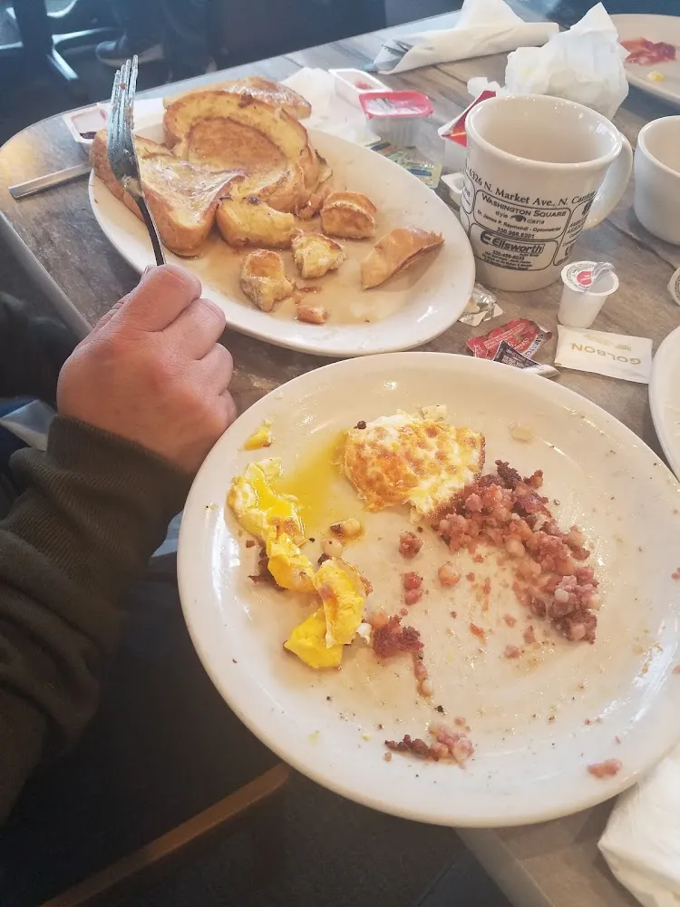 French Toast Corn Beef Hash and Eggs