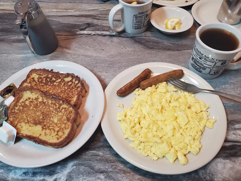 French Toast with Scrambled Eggs and Sausage